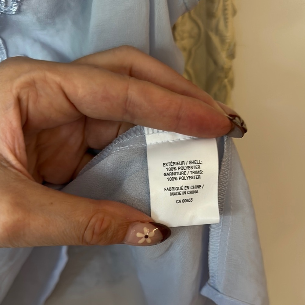 REITMANS | Vintage Embroidered Sleeveless Blue Button Up Sheer Blouse Top - Picture 8 of 12